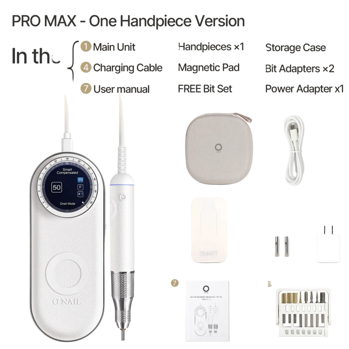 ONAIL - Nail Drill Pro Max Single Handpiece Version (White)