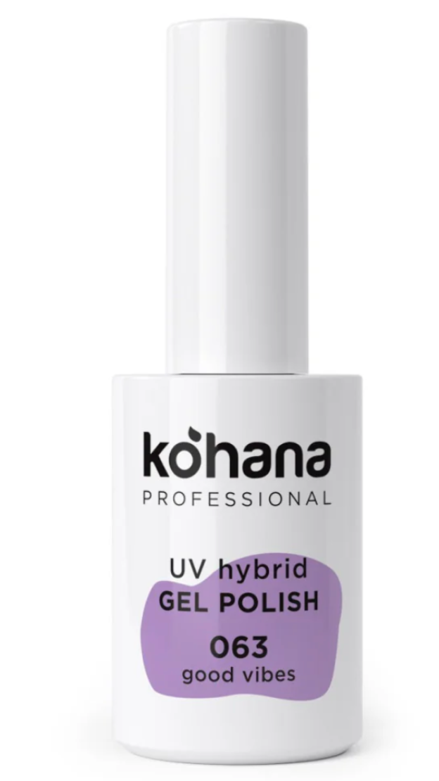 Köhana UV hybrid gel polish bottle with 'good vibes' label on a white background