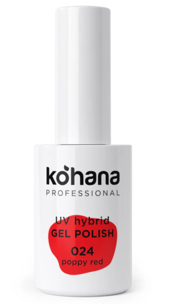 Kohana Professional UV hybrid gel polish bottle with red heart design on a white background
