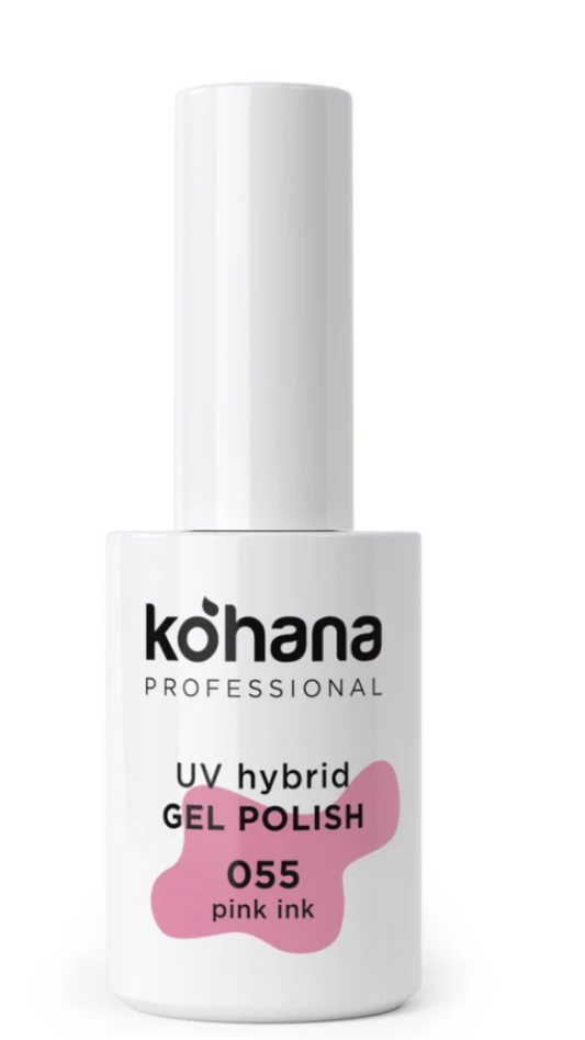 Kohana UV hybrid gel polish bottle with pink ink on a white background