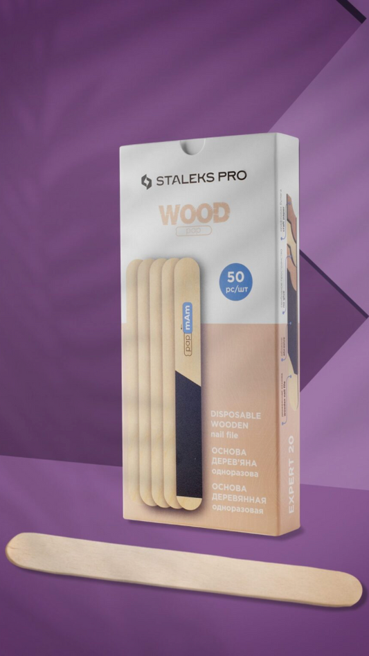 Straight disposable wooden nail file (base) EXPERT 20 (50 pcs)
