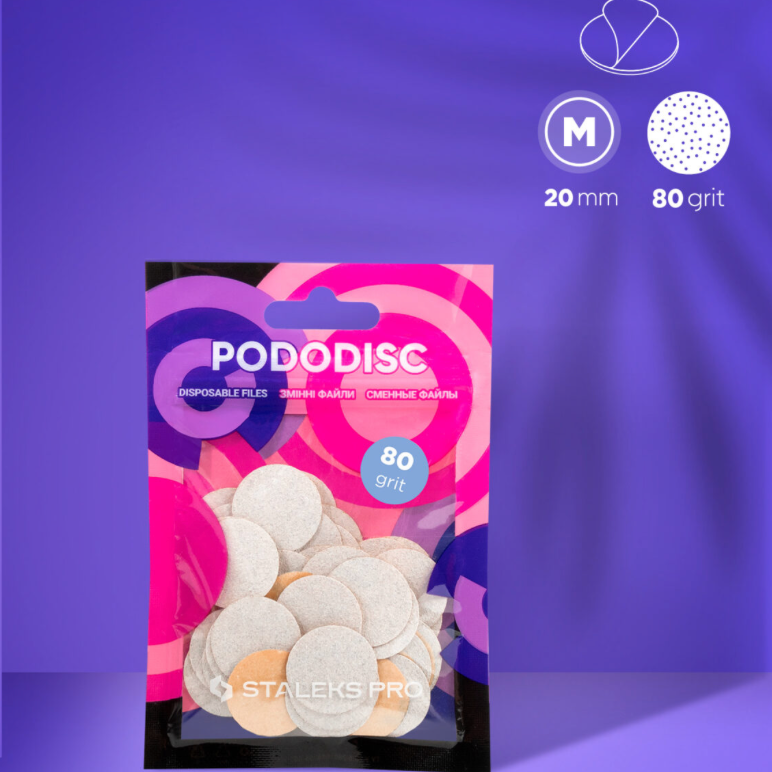 Disposable white files for pedicure disc PODODISC M EXPERT 80 grit (50 pcs)