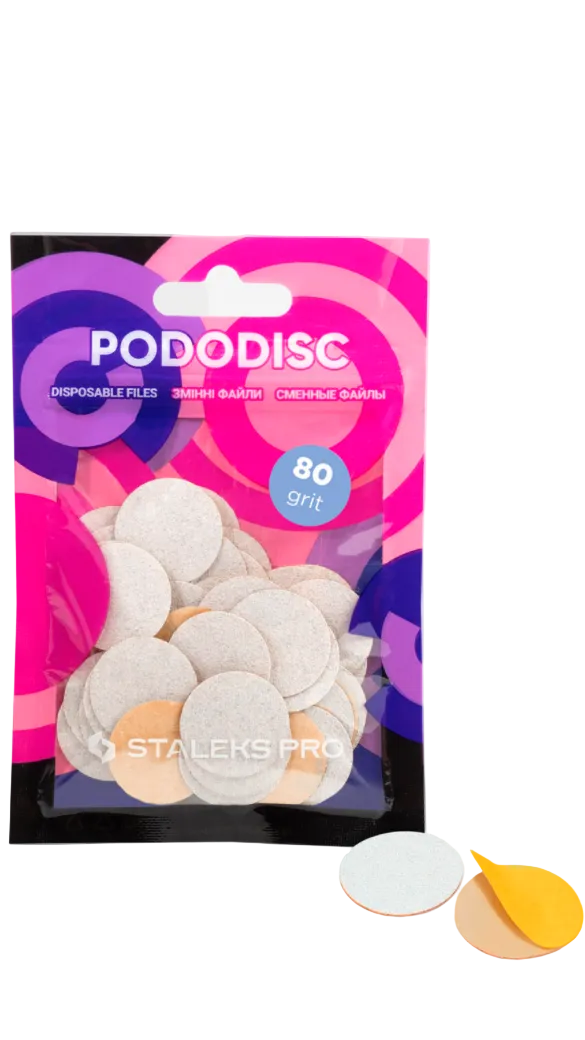 Disposable white files for pedicure disc PODODISC M EXPERT 80 grit (50 pcs)