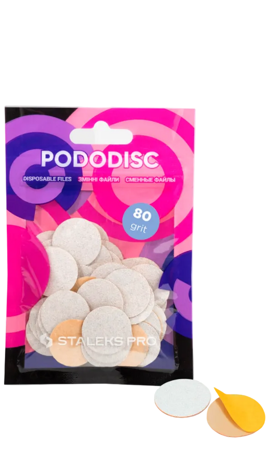 Disposable white files for pedicure disc PODODISC M EXPERT 80 grit (50 pcs)
