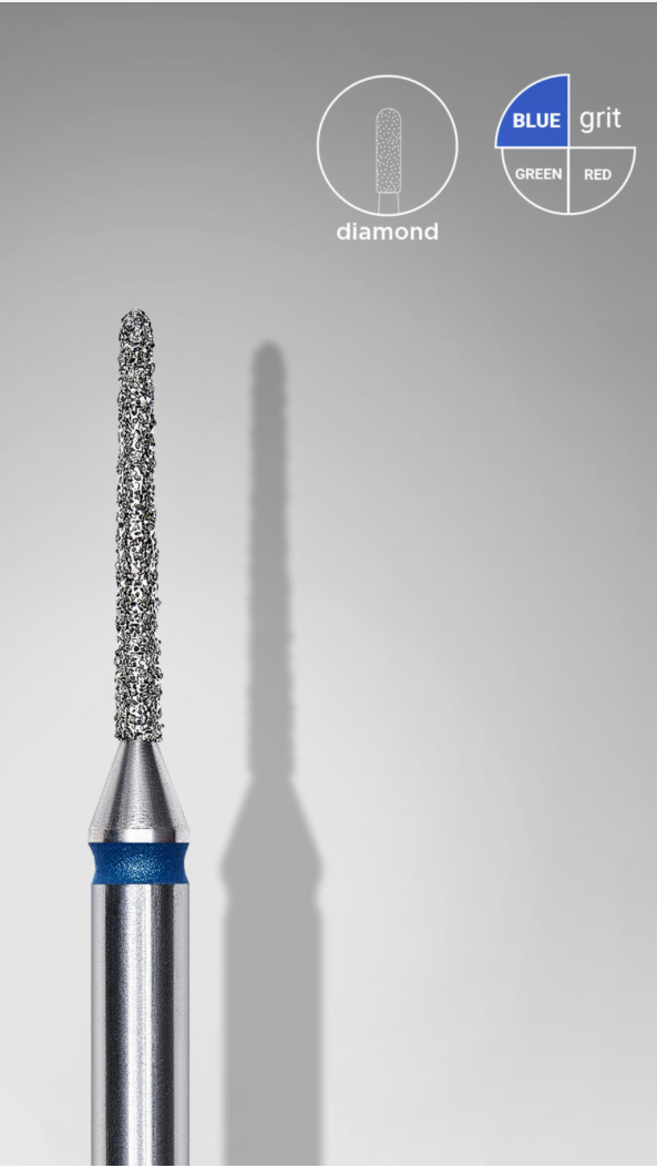 Diamond nail drill bit needle blue EXPERT head diameter 1 mm / working part 10 mm