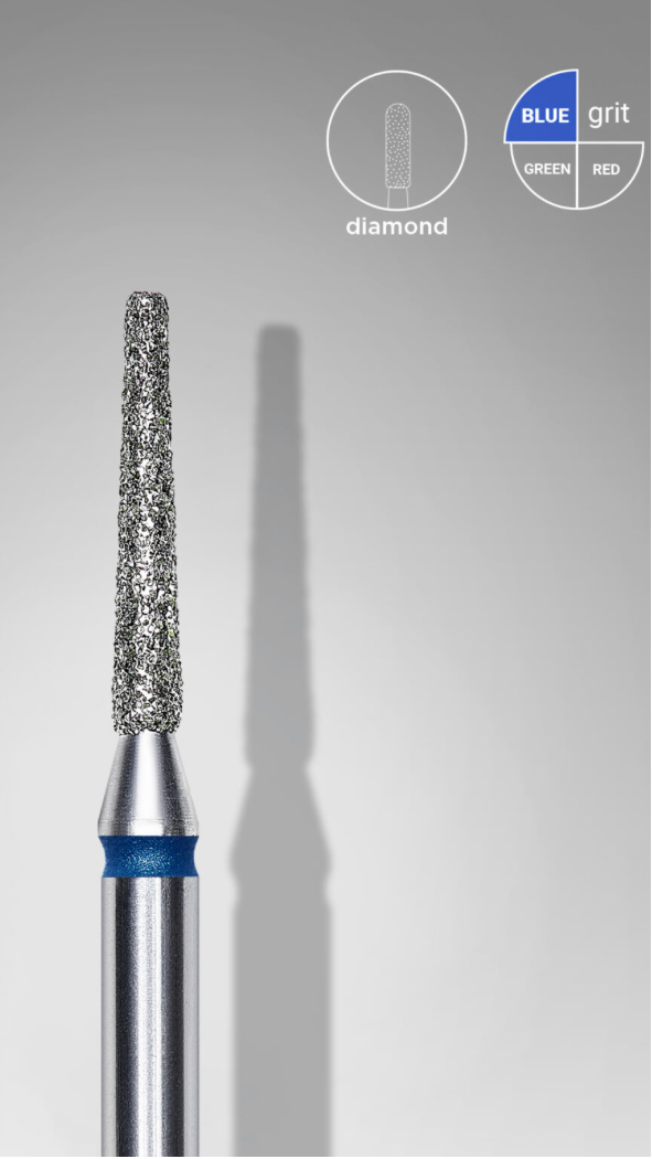 Diamond nail drill bit frustum blue EXPERT head diameter 1,6 mm / working part 10 mm