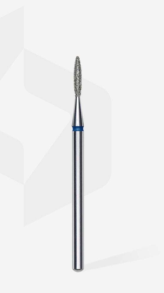 Diamond nail drill bit pointed flame blue EXPERT head diameter 1,6 mm / working part 8 mm