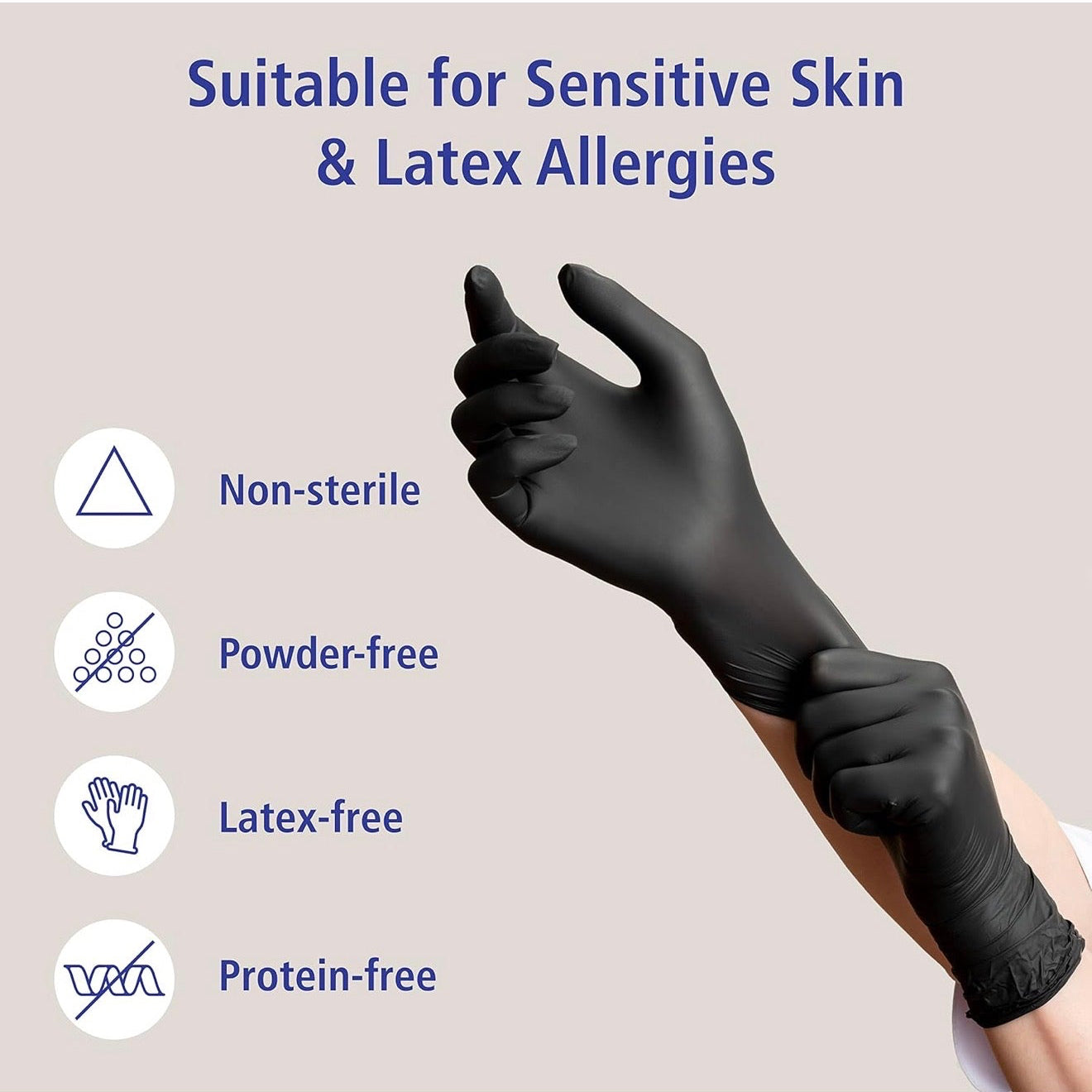 NITRILE GLOVE BLACK S - 100 UNID