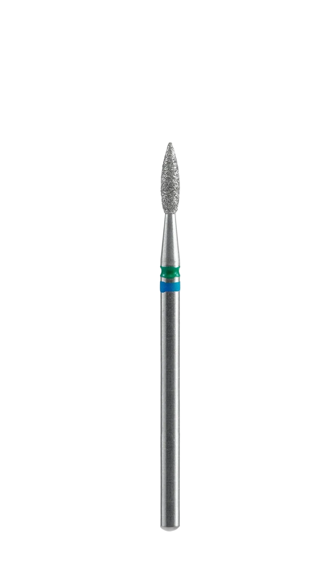 Diamond nail drill bit DUO pointed flame blue-green Expert - Head 2,1mm / Working part 8mm