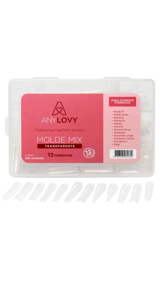 Anylovy - F1 Nail Forms Mix Set 12 Shapes - 288 pcs